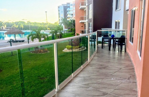 Cancun Apartment | Amazing View of the lagoon from The big Terrace, Ground Floor Apartment.