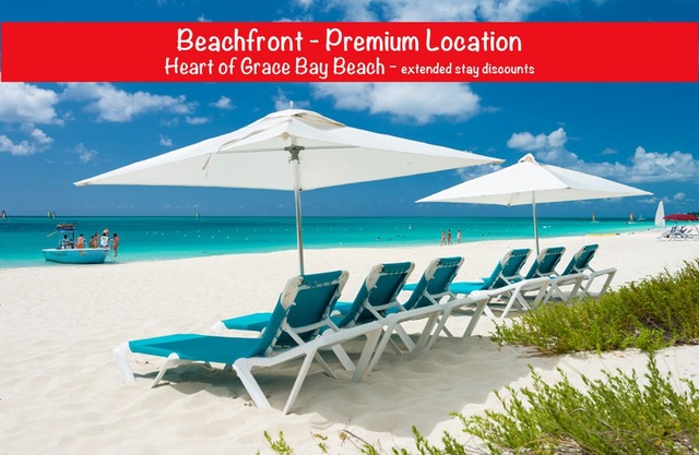 Oceanfront 2 BR Condo, Heart of Grace Bay Beach